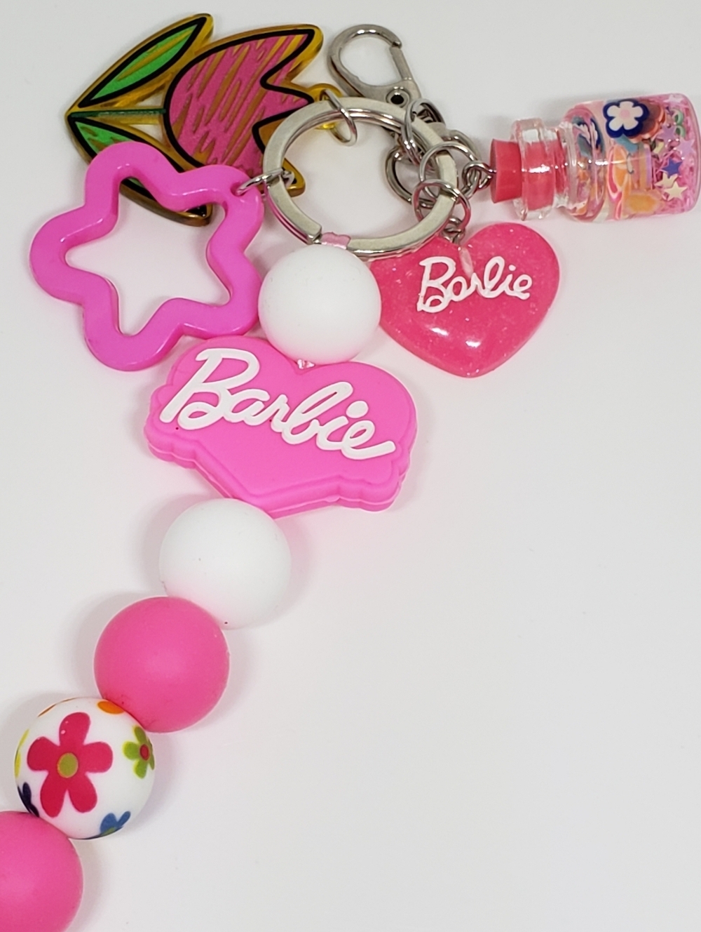 Handmade Silicone Focal Beaded Barbie Keychain